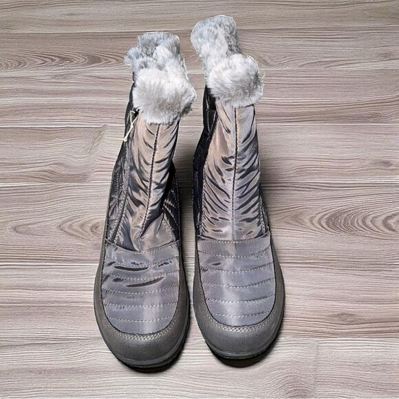 New in Box JBU by Jambu Free Bird Mid Calf Winter Gray with Faux Fur Boot, 8M - Picture 2 of 12